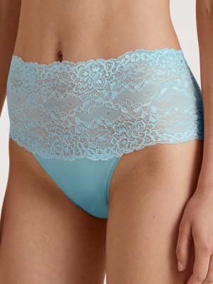 Sous Vêtement Calida Sensual Secrets High-waisted Briefs With Lace Waistband Femme Bleu | XC8942175