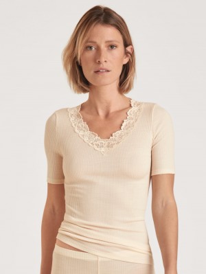 Sous Vêtement Calida Silky Wool Joy Shirt Short Sleeve Femme Noir | IA0159378