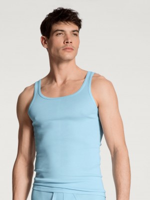 Sous Vêtement Calida Twisted Cotton Athletic Shirt Homme Eisblau | KH7308651