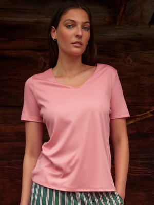 Summer Oufits Calida Favourites Ground V-shirt Femme Fleur | JW2784316