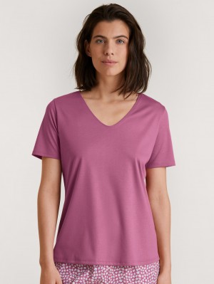 Summer Oufits Calida Favourites Harmony V-shirt Femme Rouge | PY1408596