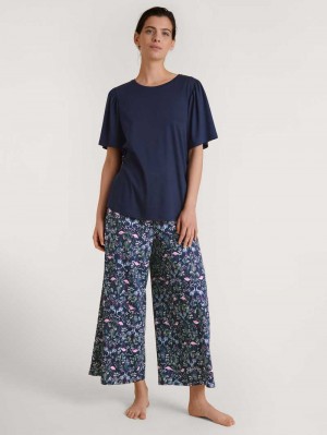 Summer Oufits Calida Flamingo Dreams 7/8 Pyjama Femme Bleu Foncé | BU6374159