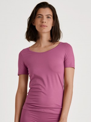 Summer Oufits Calida Natural Comfort Shirt Shortsleeve Femme Rouge | JK3206851