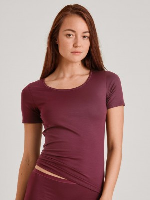 Summer Oufits Calida Natural Comfort Shirt Shortsleeve Femme Rouge | JB2453089