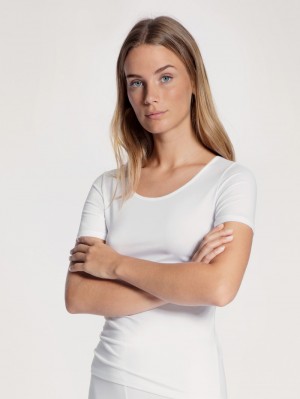 Summer Oufits Calida Natural Comfort Shirt Shortsleeve Femme Weiss | CK2057418