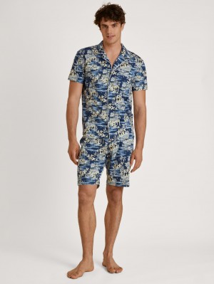 Summer Outfits Calida Amalfi Journey Short Pyjama Homme Bleu | FE6305824
