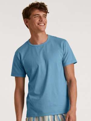 Summer Outfits Calida Rmx Sleep Weekend T-shirt Homme Bleu | HN5932864