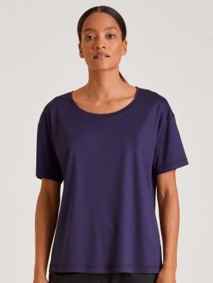 Vêtement De Nuit Calida 100% Nature Dreams Shirt Short Sleeve, Cradle To Cradle Certified® Femme Violette | ZG8367912