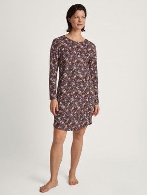 Vêtement De Nuit Calida African Dreams Long-sleeved Nightdress, Length 100 Cm Femme Bleu Royal Rouge | WK7026915