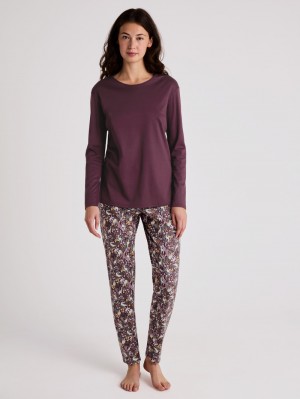 Vêtement De Nuit Calida African Dreams Pyjama Femme Bleu Royal Rouge | QM6139802