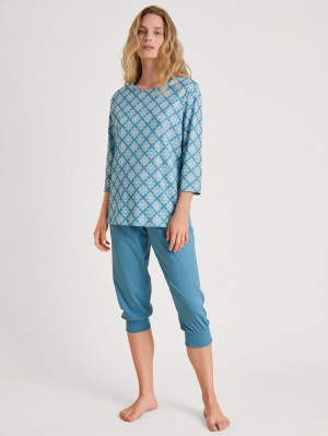 Vêtement De Nuit Calida Daylight Dreams 3/4 Pyjama Femme Bleu | QA1958302