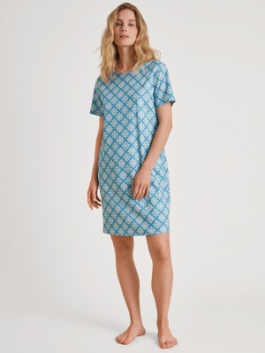 Vêtement De Nuit Calida Daylight Dreams Sleepshirt, Length 95cm Femme Bleu | LY9761038