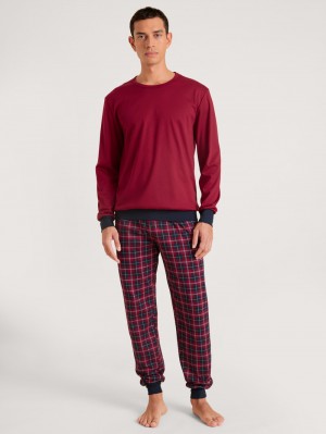 Vêtement De Nuit Calida Family & Friends Pyjama With Cuff Homme Rouge | AG0364927