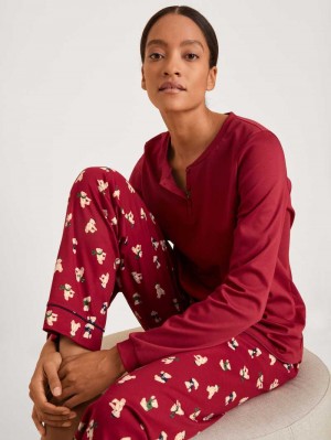 Vêtement De Nuit Calida Family & Friends Pyjama Femme Rouge | NT1650348