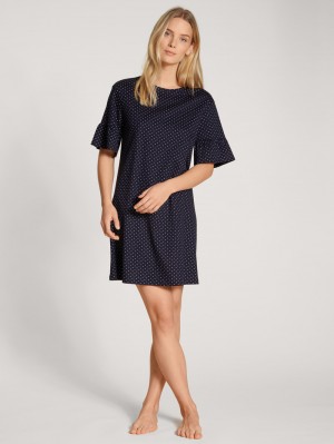 Vêtement De Nuit Calida Favourites Dreams Loungedress Femme Noir Bleu | KA1695738