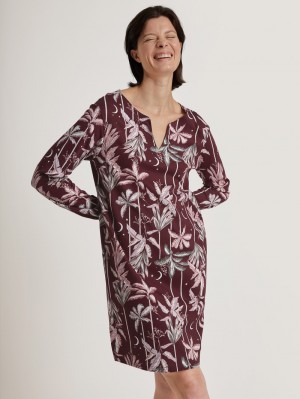 Vêtement De Nuit Calida Favourites Ground Long-sleeved Nightdress, Length 95 Cm Femme Bleu Royal Rouge | QP0391246
