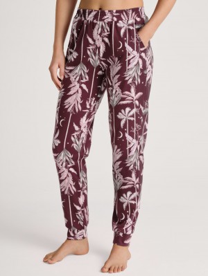 Vêtement De Nuit Calida Favourites Ground Pants With Cuffs Femme Bleu Royal Rouge | QK4650723