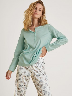 Vêtement De Nuit Calida Night Lovers Pyjama Femme Bleu | YU7603429