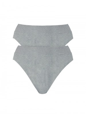 Yoga Calida Elastic Brief With Soft Waistband In Double Pack, High Waist Femme Stone Melange | DO3061297