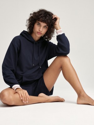 Yoga Calida Favourites Lounge Hoodie Femme Noir Bleu | SQ8426350