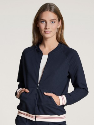 Yoga Calida Favourites Lounge Jacket Femme Noir Bleu | DN0679438